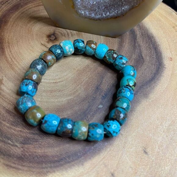 Turquoise beaded stretch bracelet ONE NEW reiki meditation crystal healing 9mm b - Picture 3 of 12